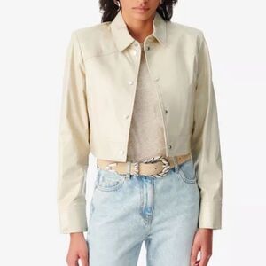 NWT IRO Devta Patent Leather Jacket Sand Size 40/ US 8